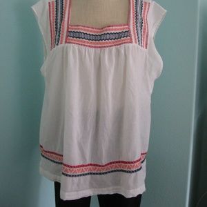 Ann Taylor Loft Cotton Peasant Blouse XL used